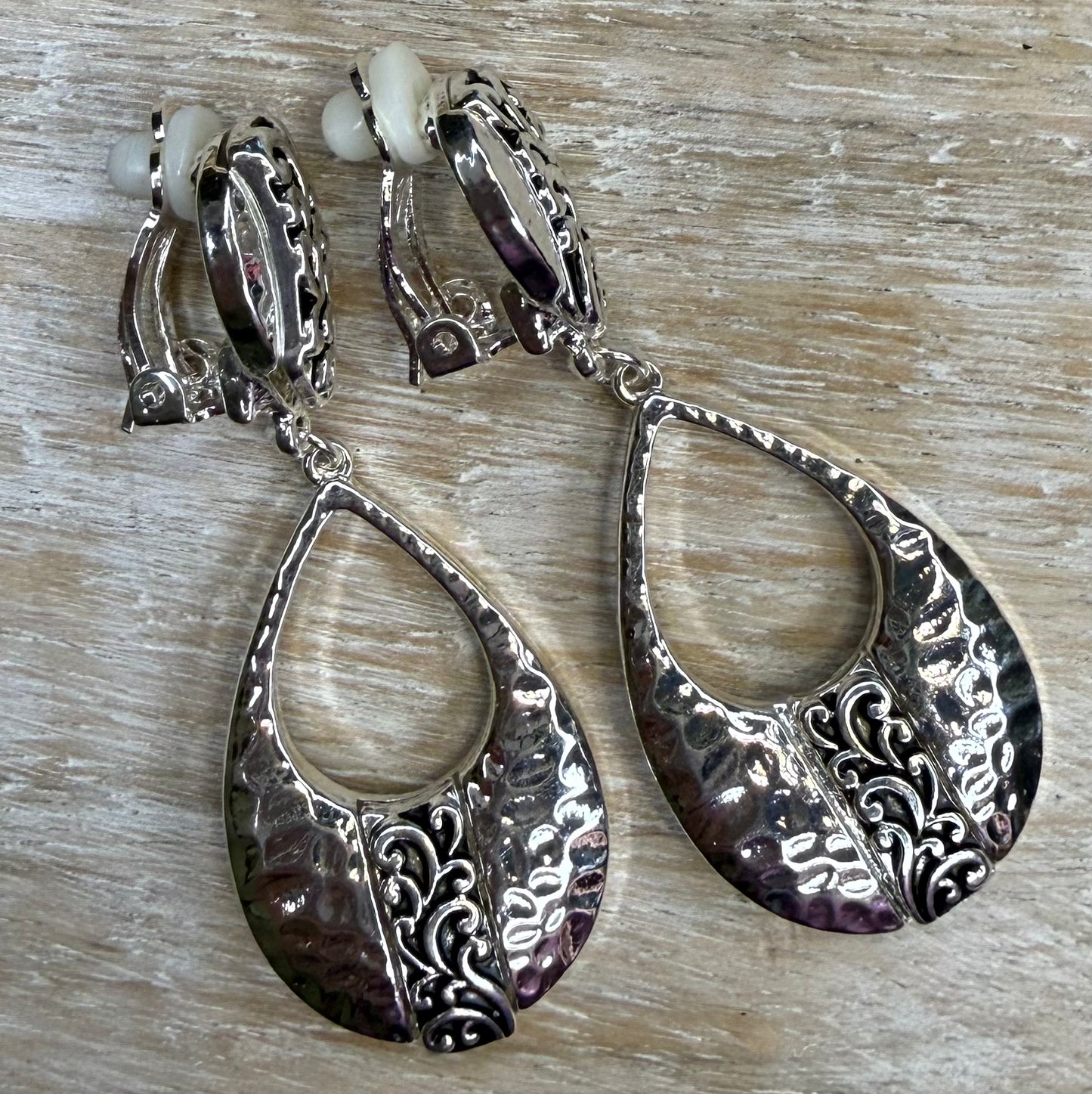 Silver or Gold Clip 0n Teardrop Earring