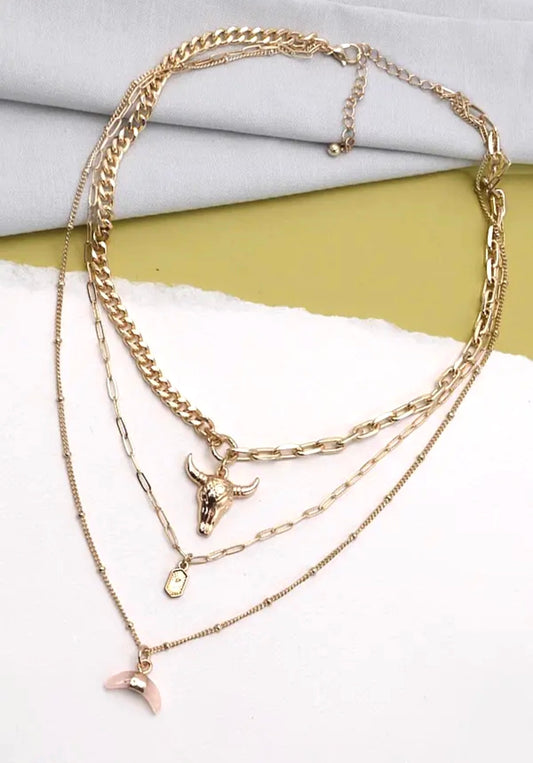 Bull Horn Multi Layer Necklace