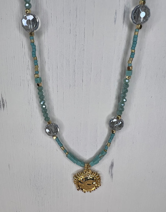 Turquoise Gold Sun Necklace