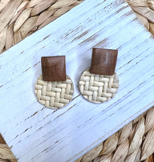Rattan Wood Earrings