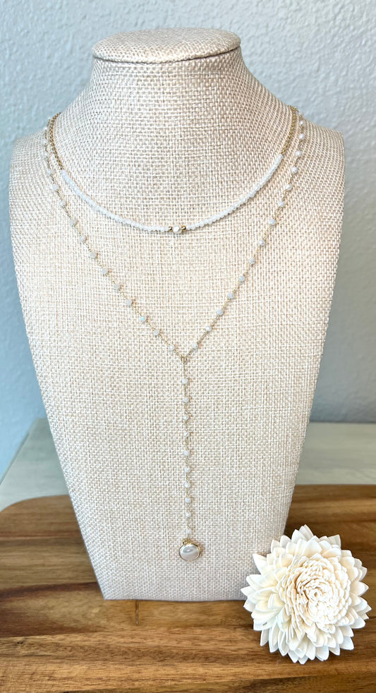 Two Tiered Gold Necklace w/ Shell Charm