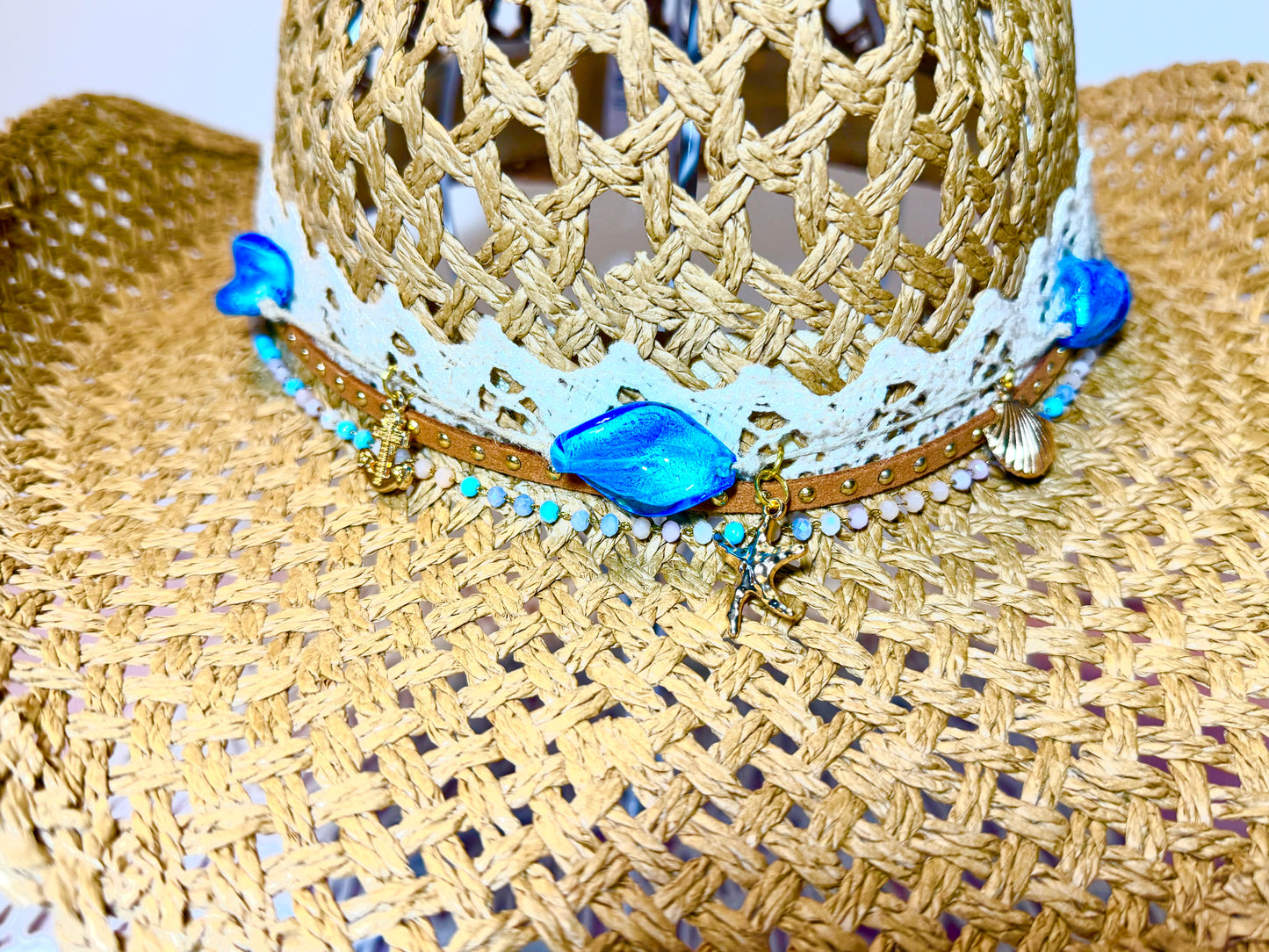 Coastal Seashell Cow Girl Hat