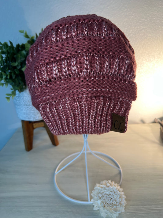 Dusty Rose with a Copper Accent Beanie