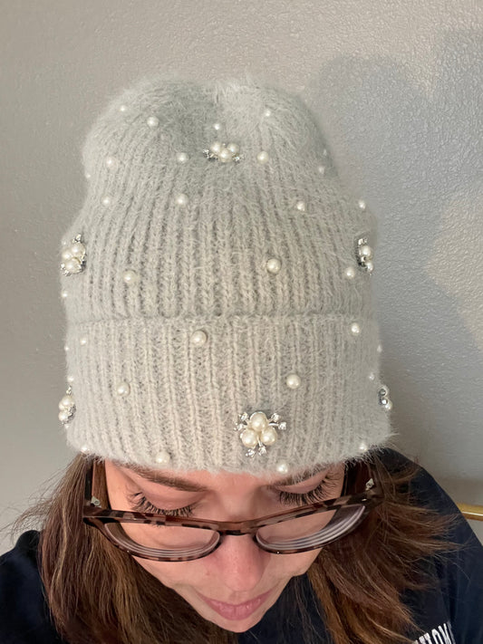 Grey Beanie with Bling