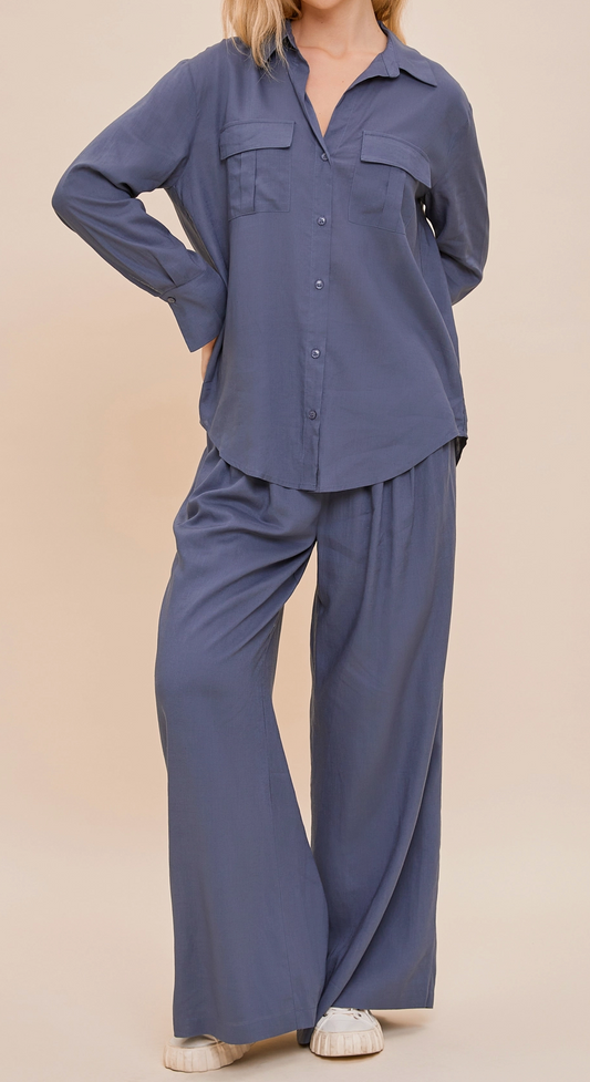 Midnight Blue Top and Bottom Relaxed Fit Set