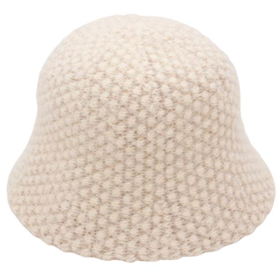 Beige Knit Bucket Hat