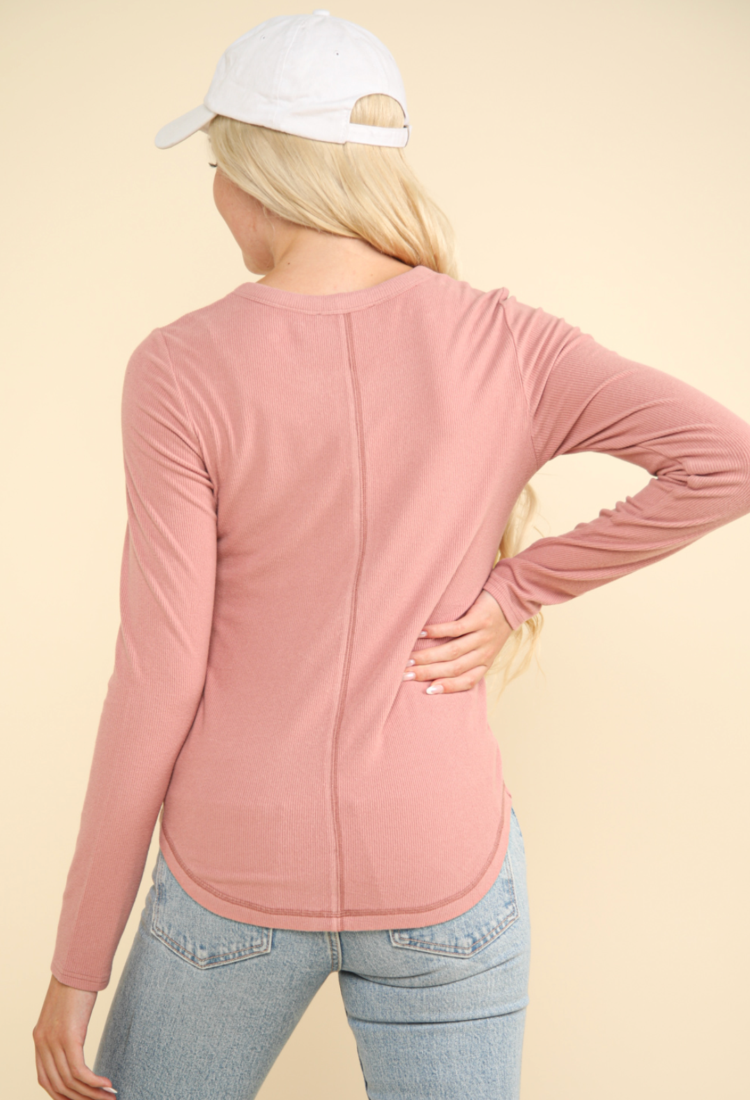 Blush solid knit casual top