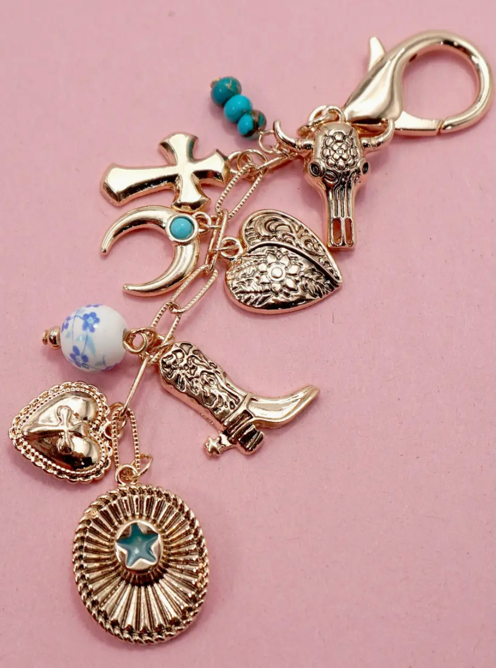 Western Cross Hat Boot Heart Bag Charm