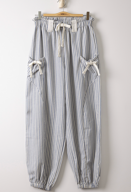 Textured Striped Pants