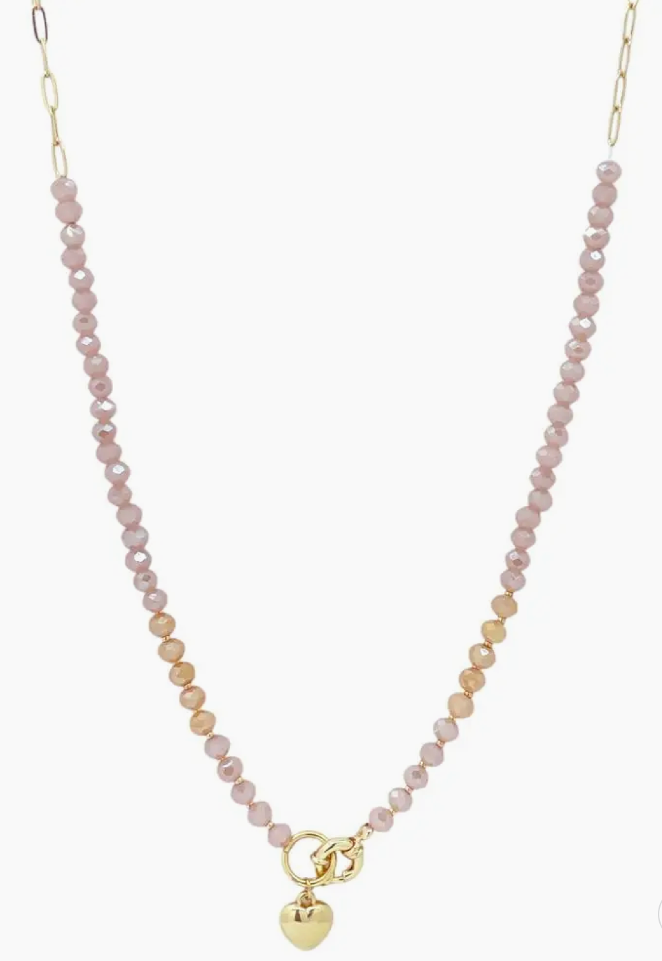 Glass Bead Heart Pendant Necklace