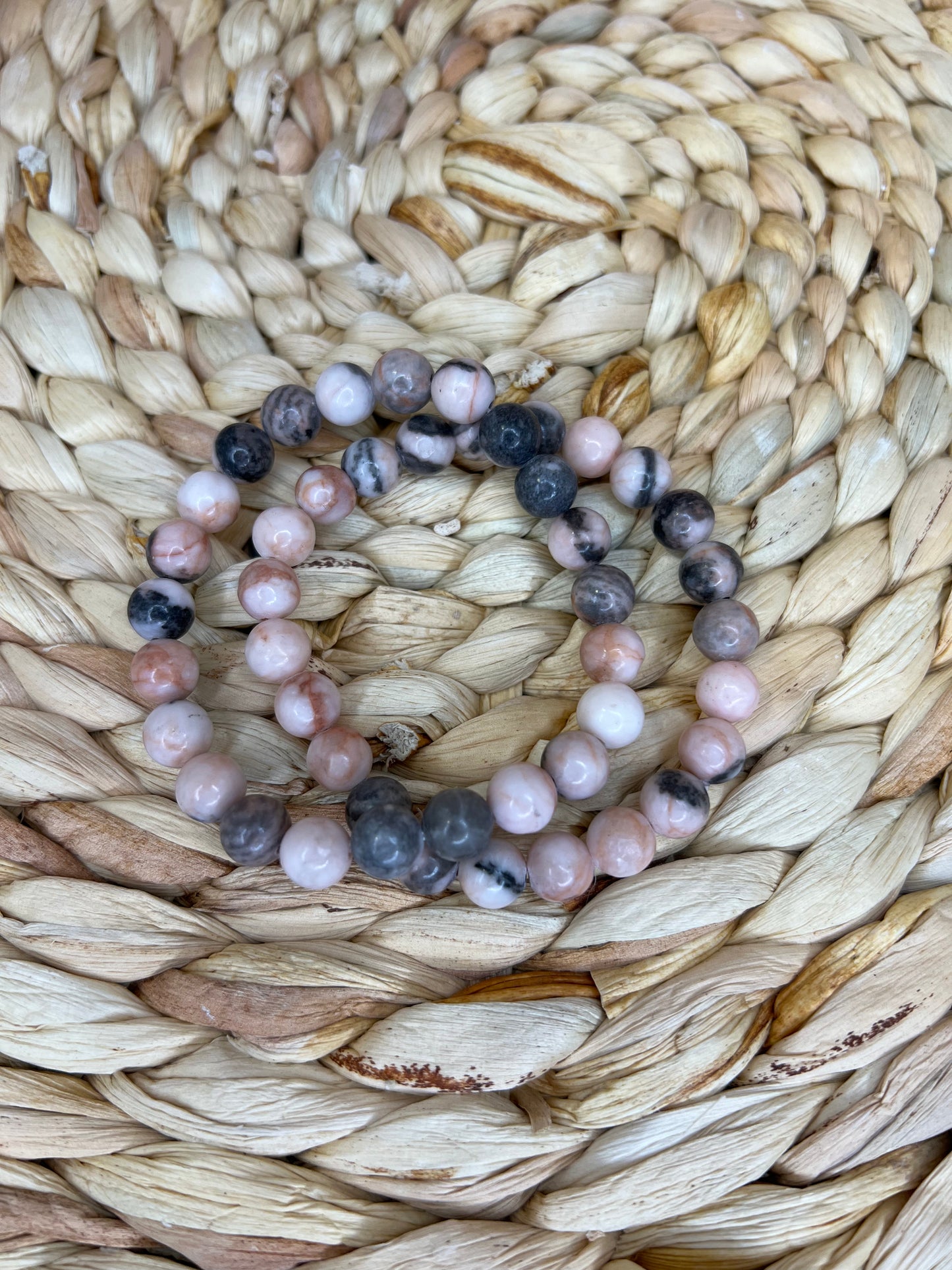 Genuine Rhodonite Semi-Precious Stone Bracelet