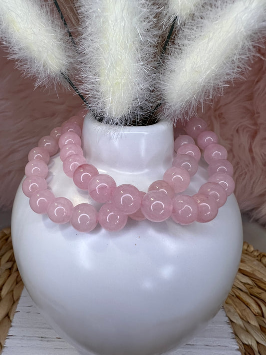 Genuine Semi-Precious Rose Quartz Bracelet